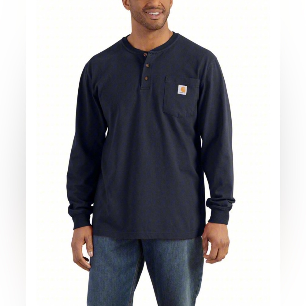 Carhartt Henley Shirt Large Navy EUC